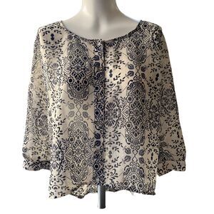 Boho Blouse Bohemian 3/4 sleeve Size small High Low floral‎